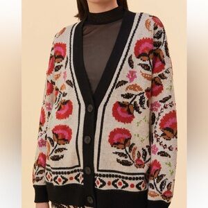 Farm Rio Sand Palm Paradise Knit Cardigan Sweater - Small